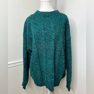 Vintage Wool Cable Knit Crew Neck Speckled Sweater L